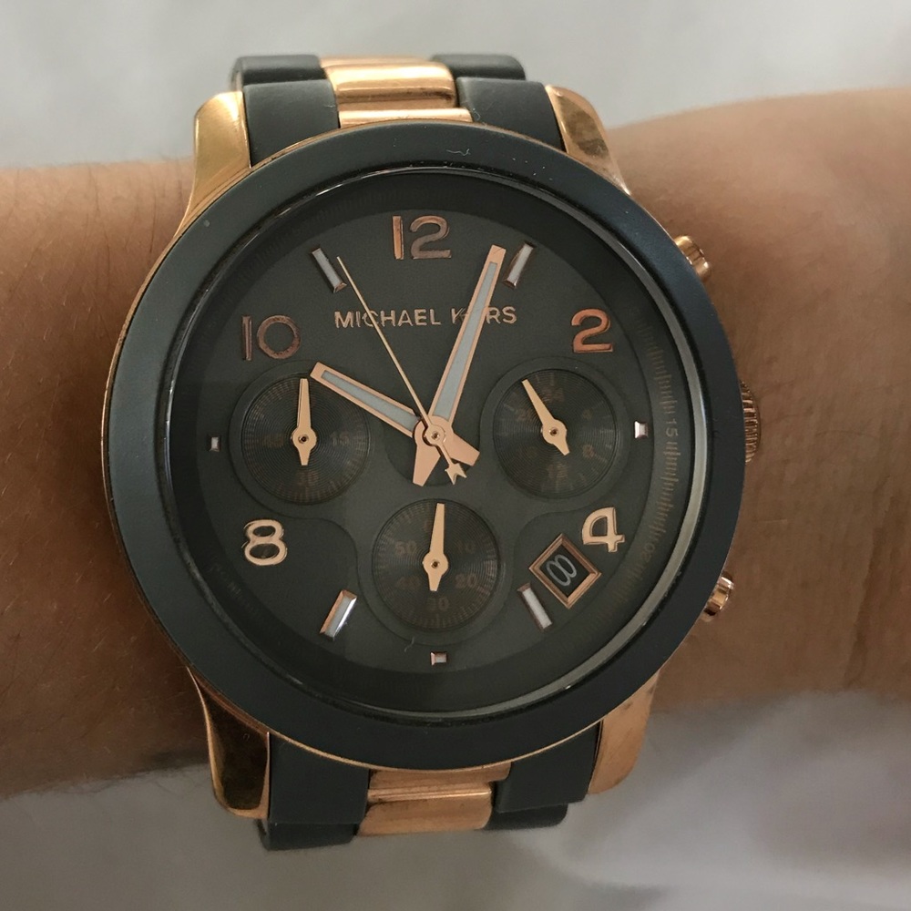 Michael Kors 2-Tone Silicone Watch Rose Gold/Gray
